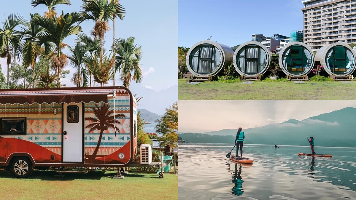 懶人玩日月潭新選擇!南投「畢瓦客露營地」波西米亞風露營車、水管屋太難抉擇,還能愜意划SUP、自行車環湖