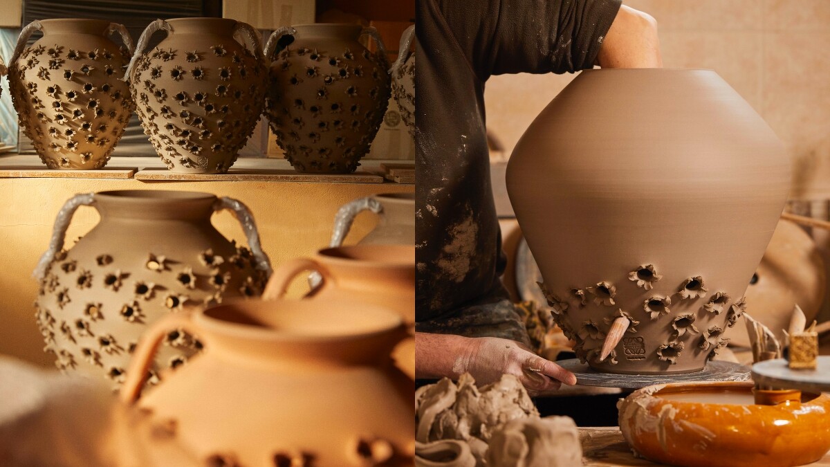 栗燒陶瓶每一個孔眼，都是由西班牙陶藝大師Antonio Pereira一筆一筆慢慢戳出的