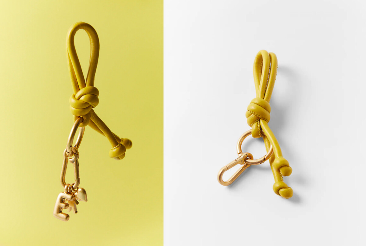 每一個配件皆為分開販售，（右）打結真皮鑰匙金屬環，售價NT$490