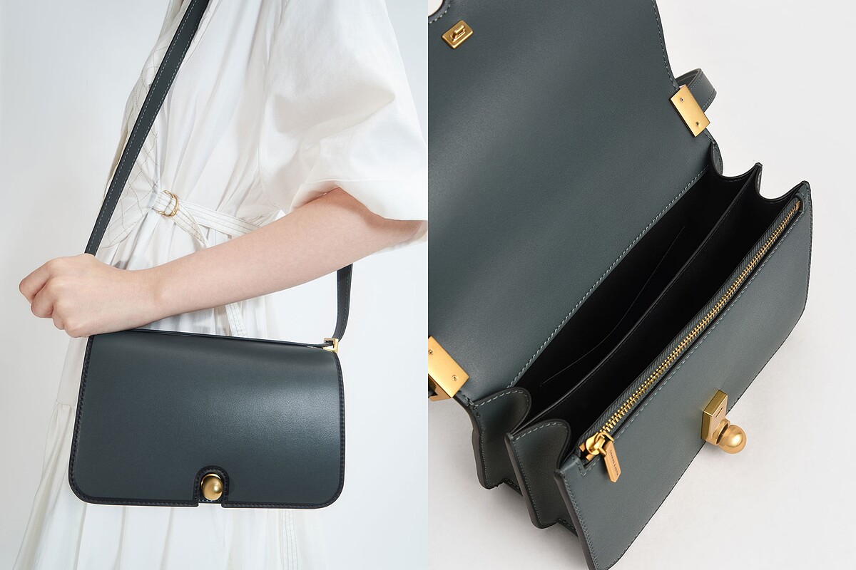 Charles & Keith撞色車邊肩背包，售價NT$2,190