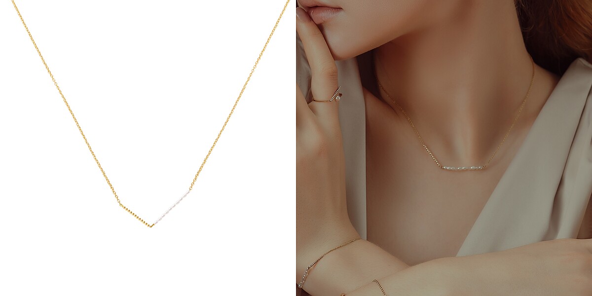 Olivia Yao Jewellery 月光石珍珠尖領項鍊，NT$4,380
