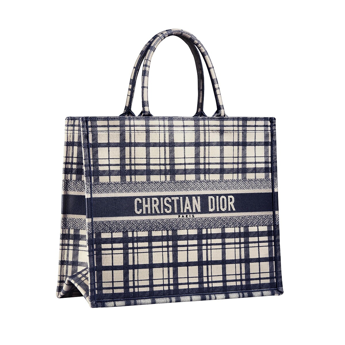 Book Check&rsquo;n&rsquo;Dior 藍白格紋刺繡托特包，NT99,000