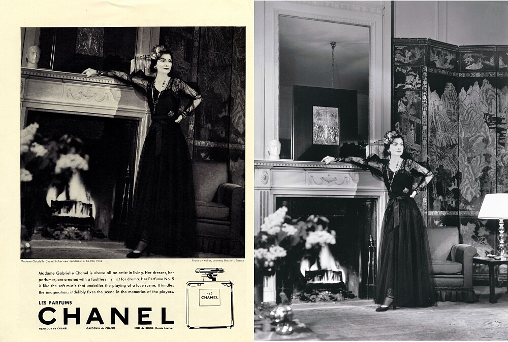 1937年刊載於雜誌之香奈兒女士形象照,由方斯瓦.柯拉爾(François Kollar)掌鏡。