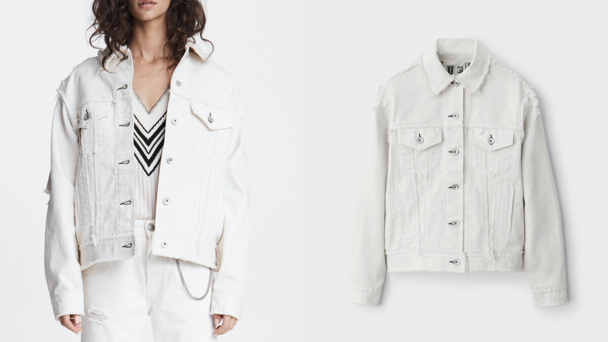 Rag & Bone X 庫伊拉 白色 Dodie 破損不收邊丹寧夾克,售價NT$15,000