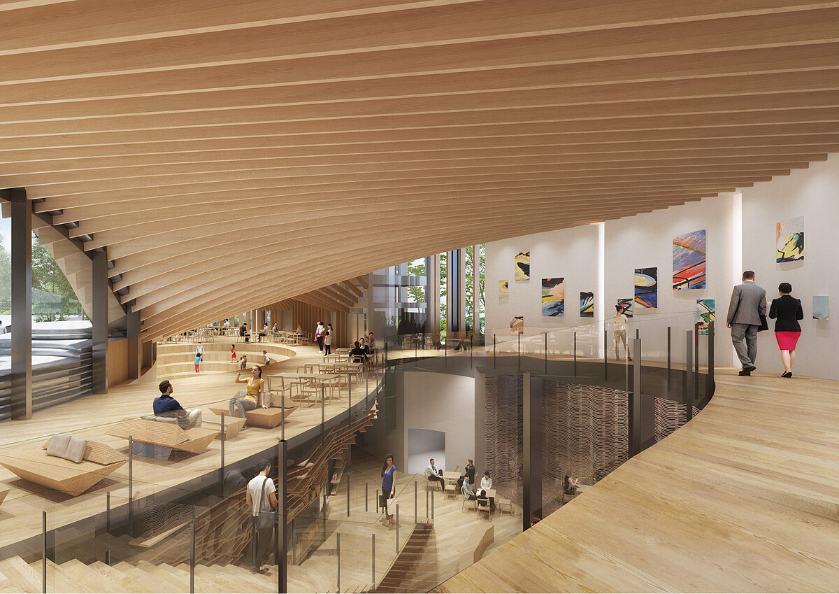 由隈研吾設計的勤美術館,預計於2023年開幕。場館空間示意。(圖片提供:隈研吾建築都市設計事務所)