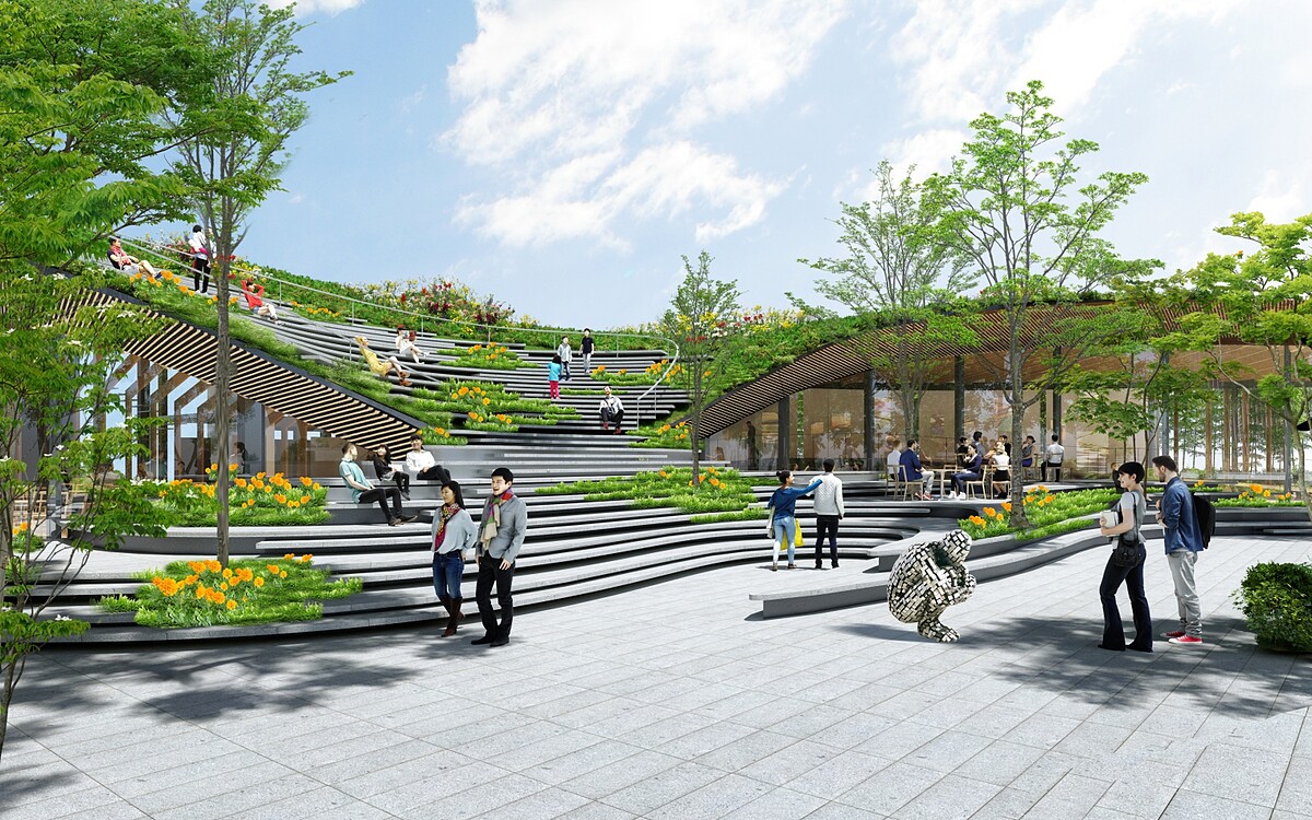 由隈研吾設計的勤美術館,預計於2023年開幕。場館空間示意。(圖片提供:隈研吾建築都市設計事務所)