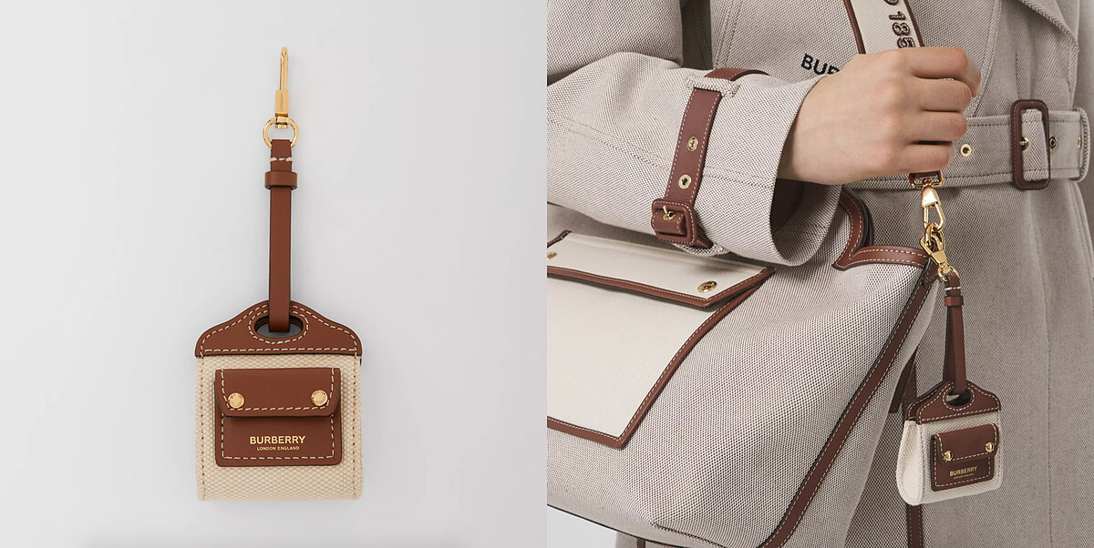 Burberry 雙色皮革拼帆布Airpods保護套，售價NT$14,900