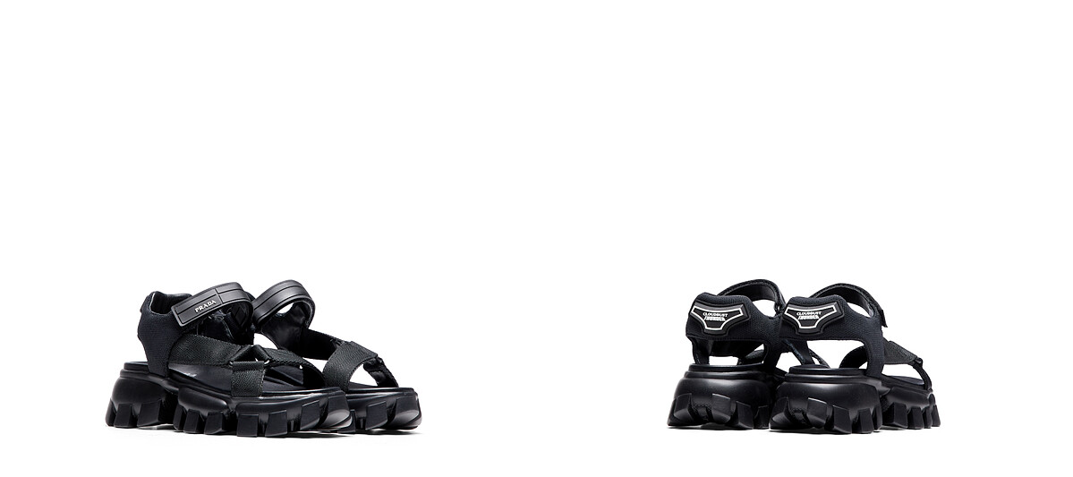 Prada 運動風編織尼龍飾帶涼鞋,售價NT$30,000