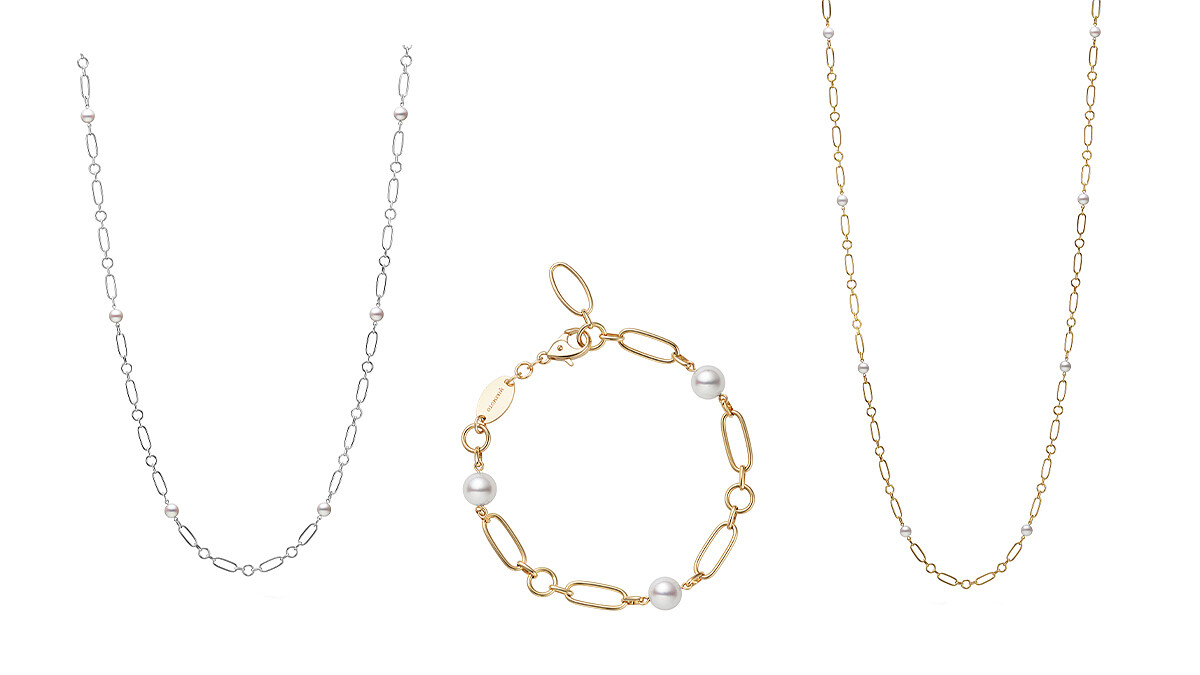Mikimoto M Code系列珍珠長項鍊(白K金款62公分)、Mikimoto M Code系列珍珠手鍊、Mikimoto M Code系列珍珠長項鍊(黃K金款83公分)