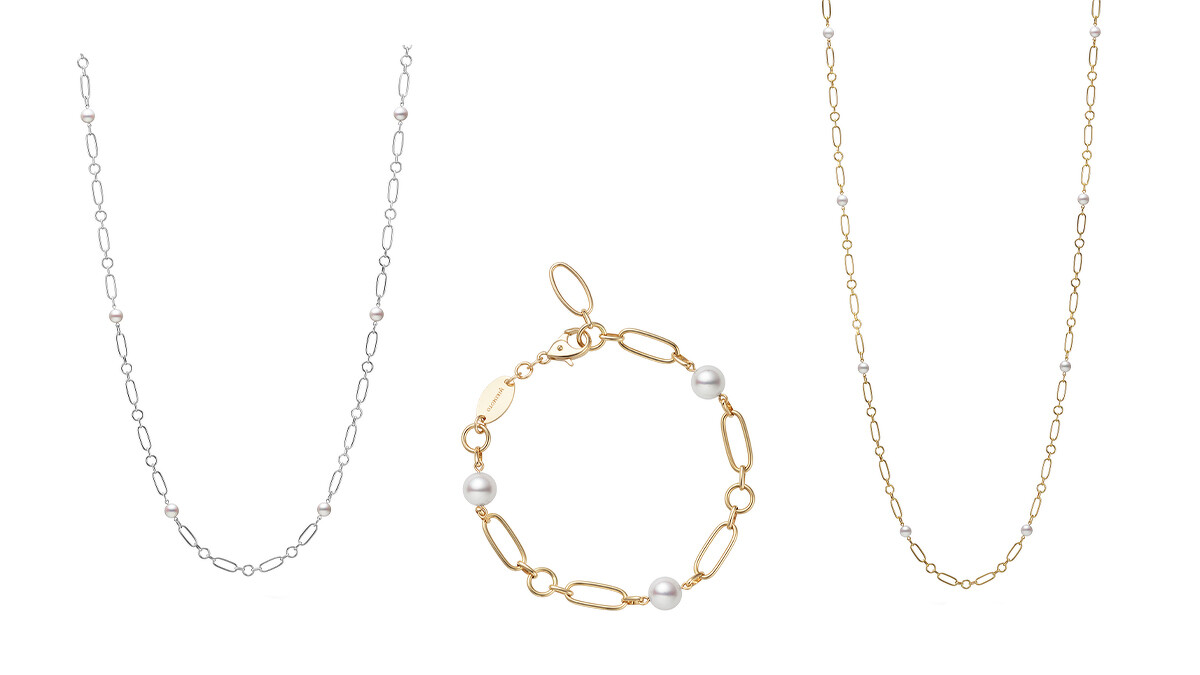Mikimoto M Code系列珍珠長項鍊(白K金款62公分)、Mikimoto M Code系列珍珠手鍊、Mikimoto M Code系列珍珠長項鍊(黃K金款83公分)