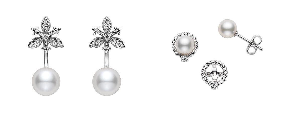 MIKIMOTO 花卉造型耳環(三瓣花瓣款)、MIKIMOTO花環造型鑽石珍珠耳環(可搭配白k金花環設計配件,或單獨配戴日本Akoya珍珠)