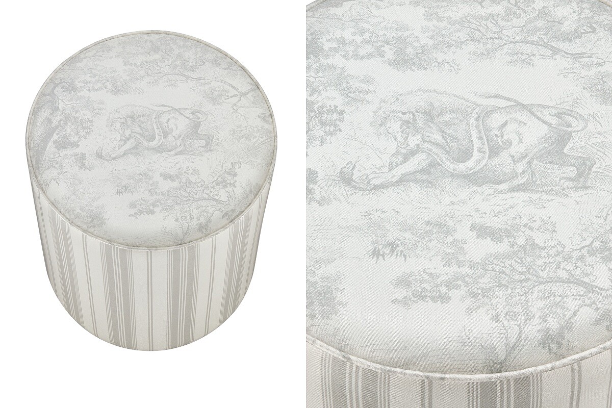 Dior Toile de Jouy灰色法式印花扶手圓凳