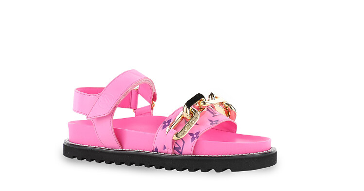 Louis Vuitton Monogram 粉色印花涼鞋，價格店洽。