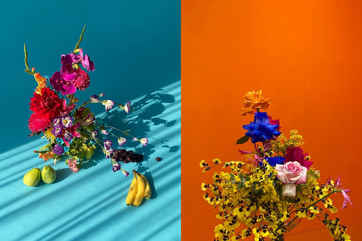 想想的花束配色大膽鮮豔。