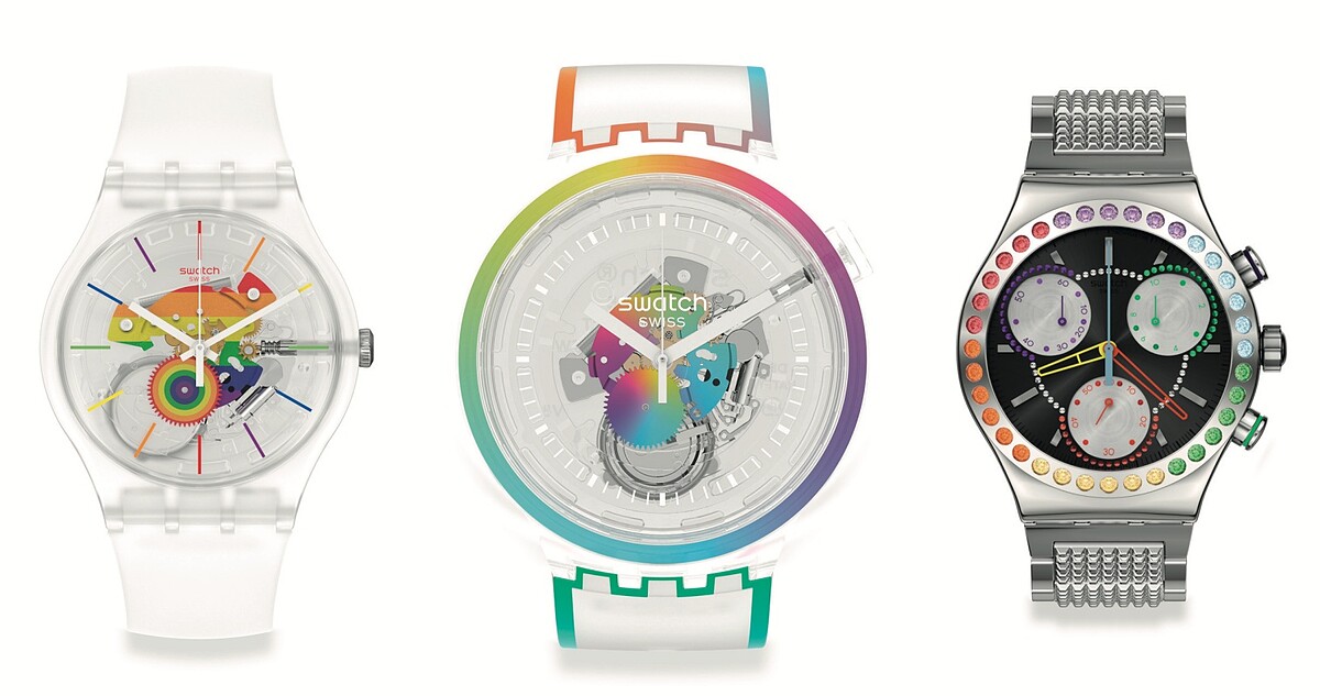 Swatch 2021 Pride系列，售價NT$3,150／NT$3,950／NT$7,900