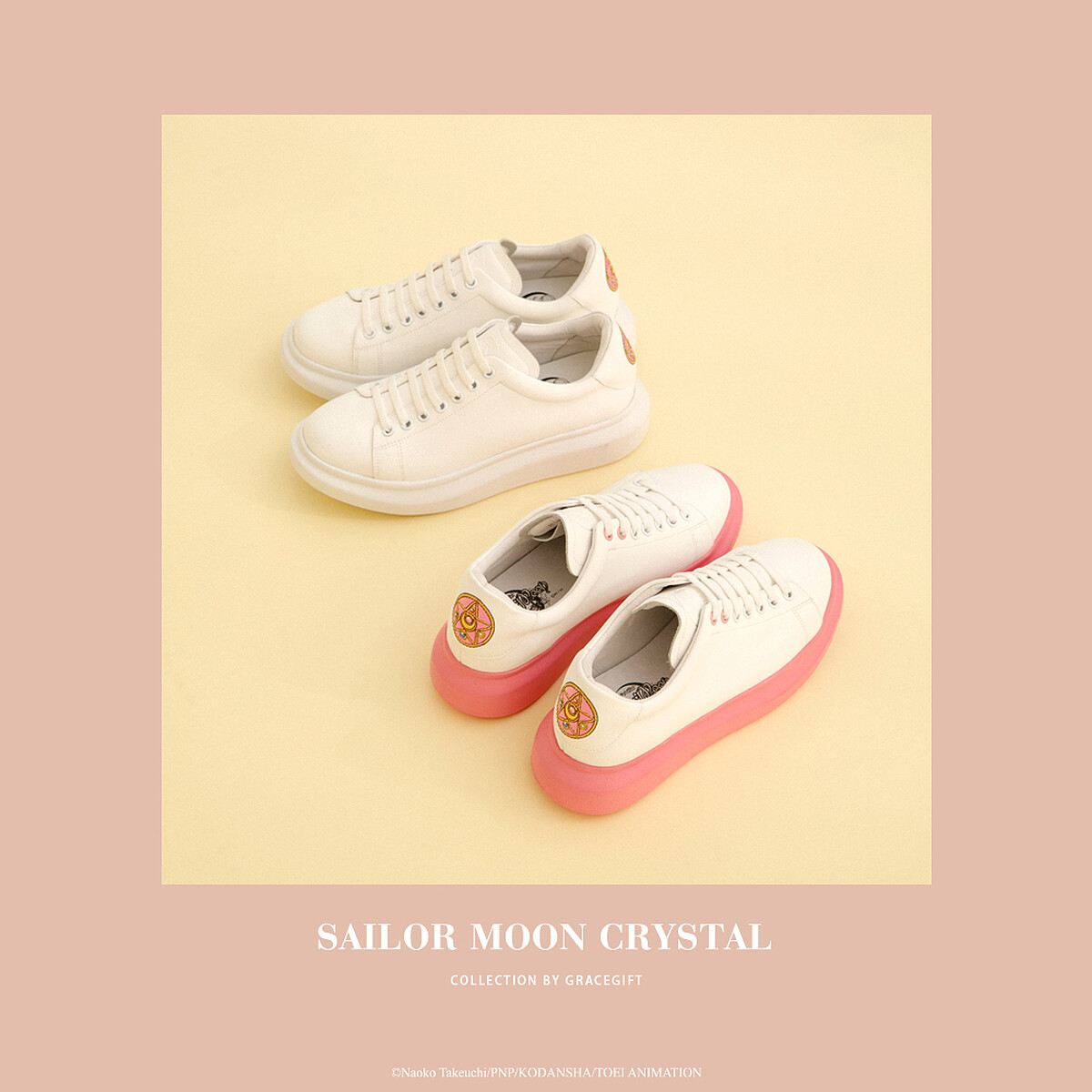 美少女戰士變身器全真皮厚底小白鞋2色，NT2,480