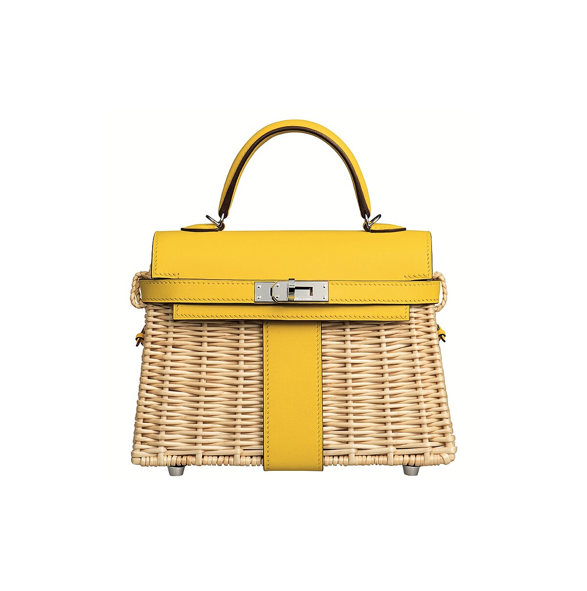 Kelly Mini Picnic系列柳條編織與Swift小牛皮拼接野餐包，NT449,600