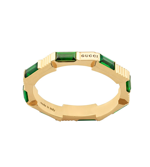 Gucci Link to Love系列戒指，18Ｋ黃金鑲嵌綠碧璽，NT$81,300