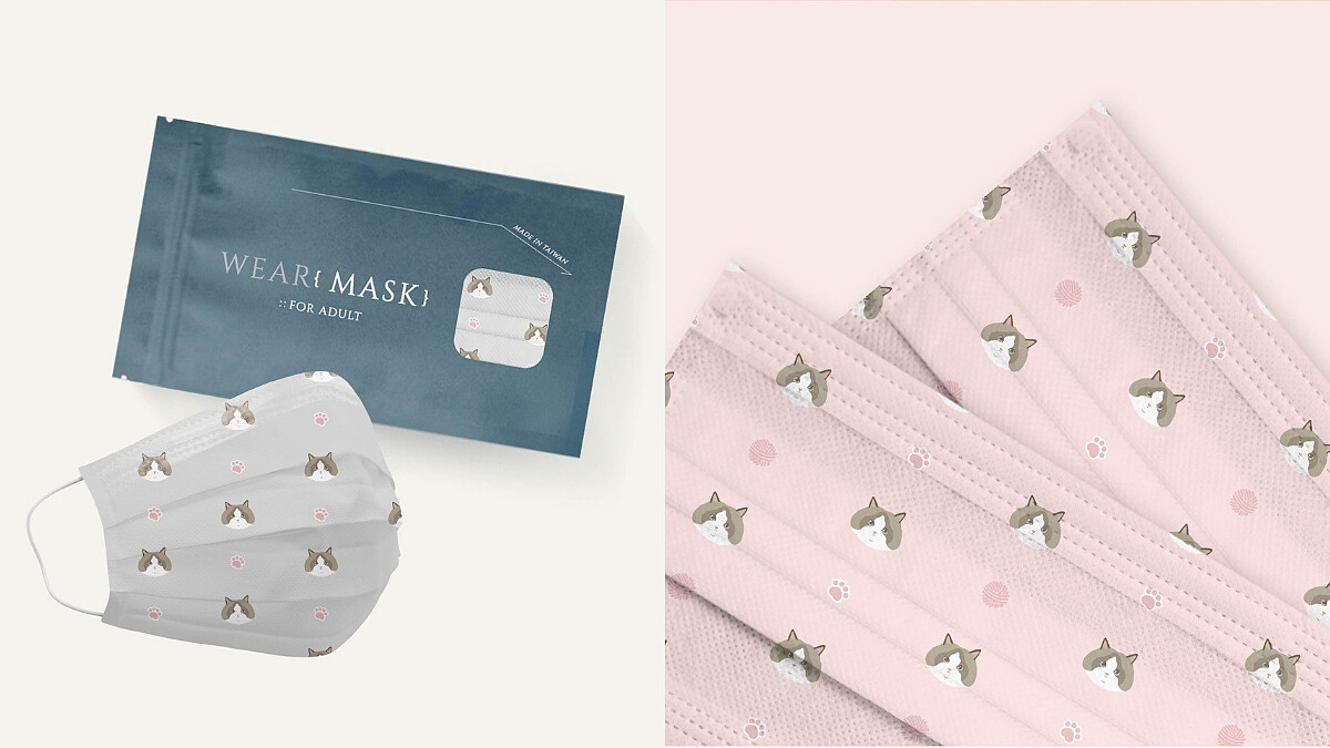 奴才們還不快收！全新貓咪口罩「胖胖喂喵肉球」灰粉雙色設計，主打三倍透氣涼感新材質