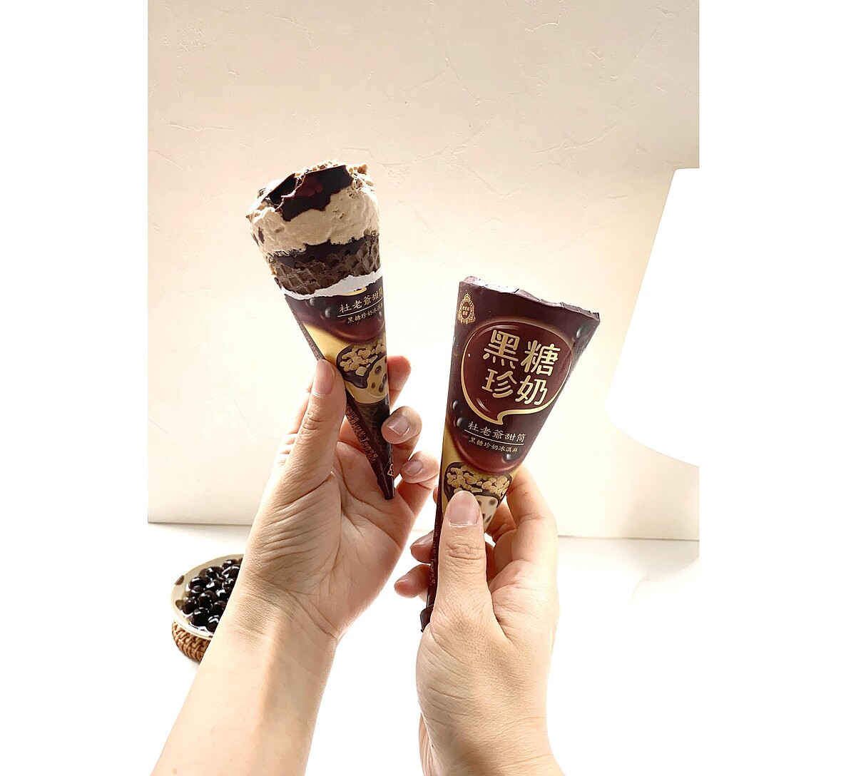 杜老爺甜筒 黑糖珍奶冰淇淋，NT49(OK、萊爾富、全聯、家樂福、惠康販售)