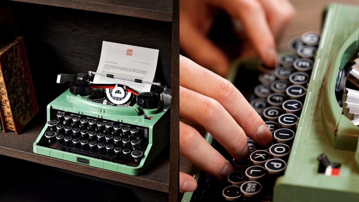 逼真程度100分！樂高Lego推出「薄荷綠復古打字機」，打字、撥桿、放紙張都可以，懷舊風格太迷人