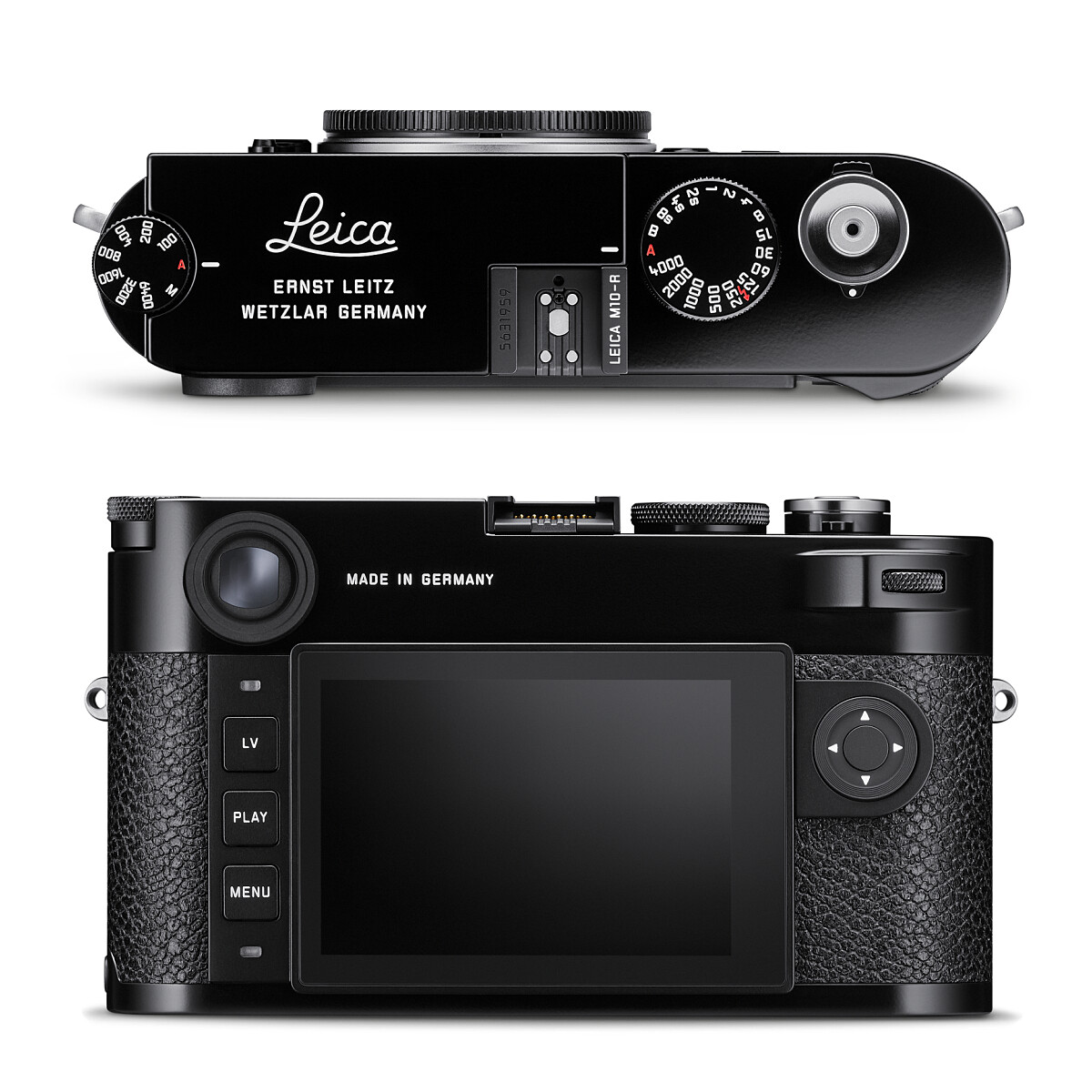上圖為徠卡Leica M10-R 黑漆版頂部，下圖為背面。