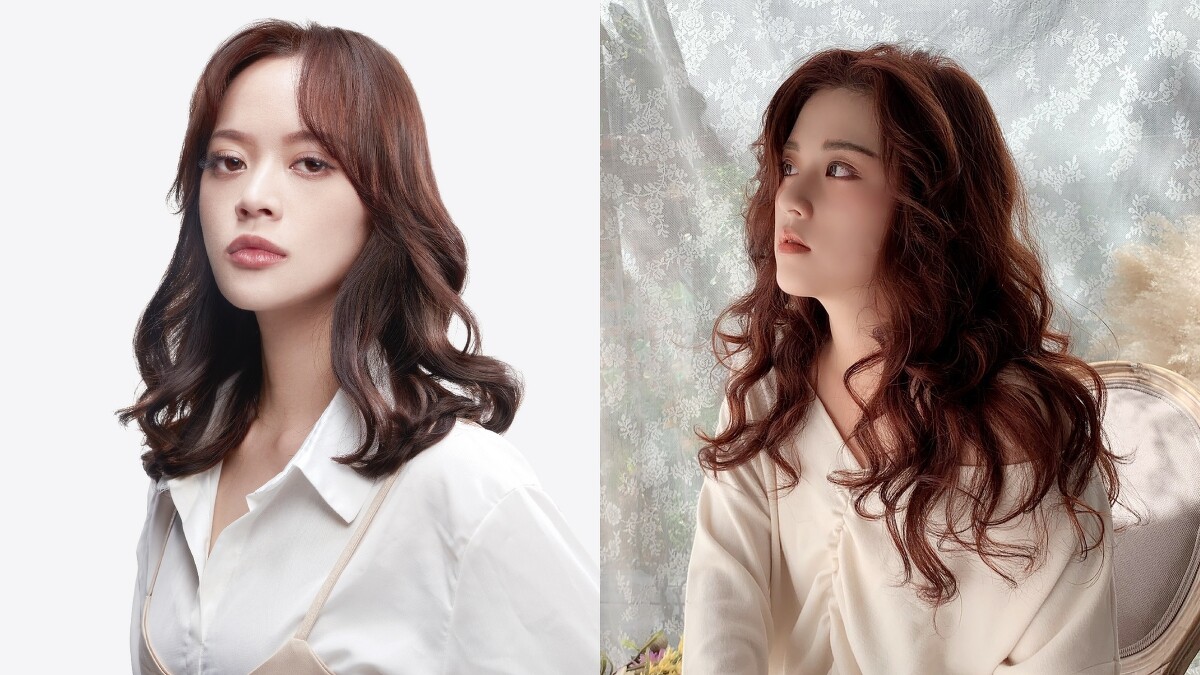 資生堂專業美髮建議面試髮型，紅棕色系捲髮造型俐落又幹練(左圖資生堂提供、右圖by @ola_hair_salon