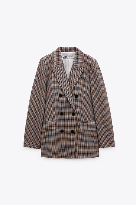 格紋亞麻混紡西裝外套，NT2,990>>>NT1,990