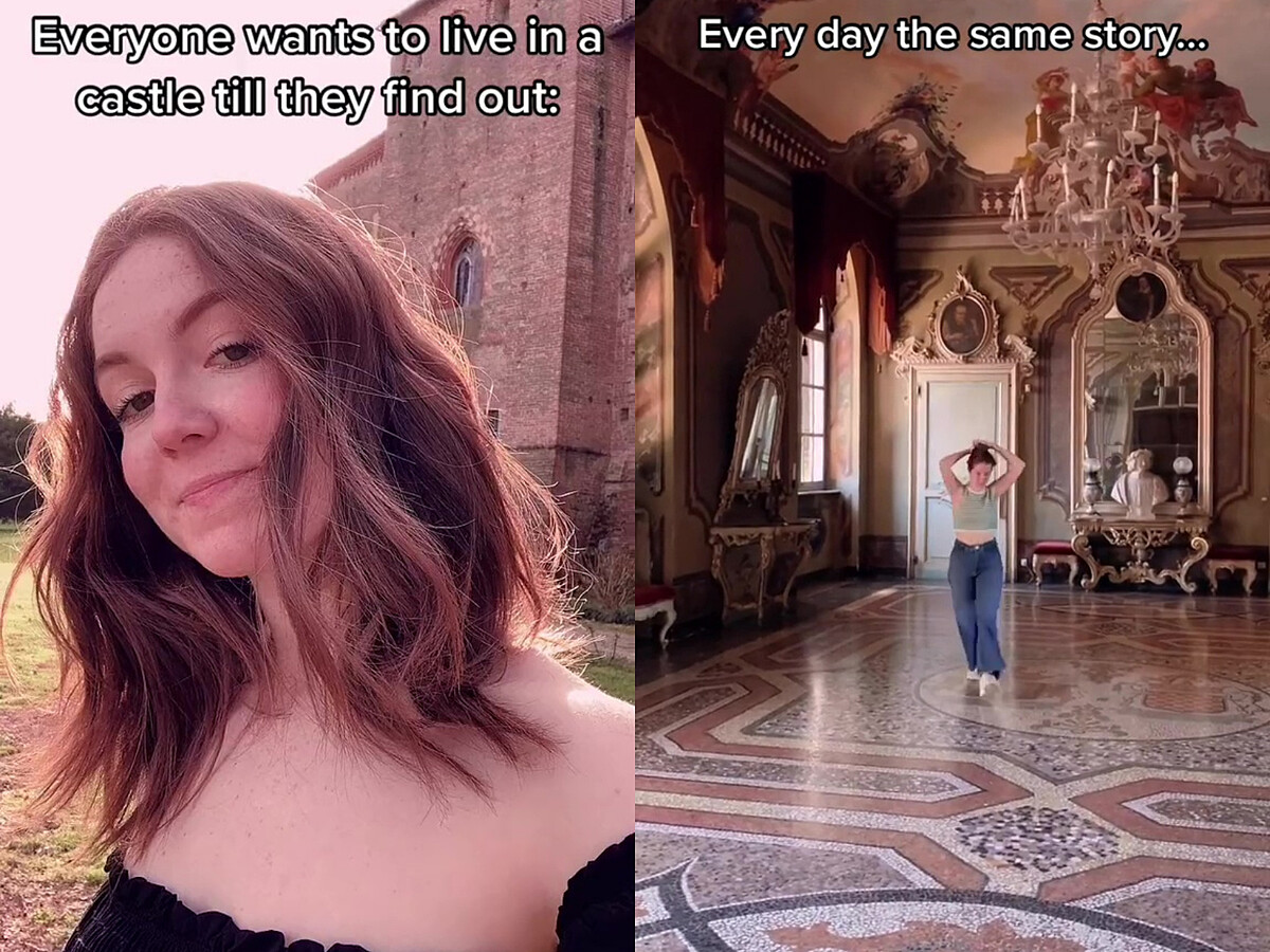 ▲▼伯爵千金拍影片吐槽，讓粉絲們都覺得羨慕又好笑。（合成圖／翻攝自TikTok@thecastlediary）