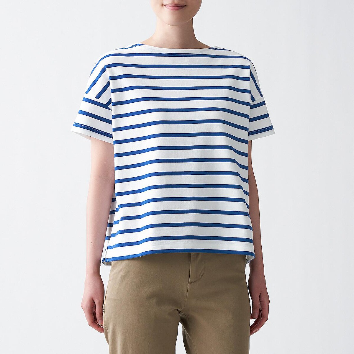 有機棉粗織天竺船領短袖T恤，NT$399