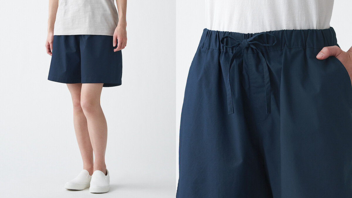 有機棉水洗平織布短褲，NT$499