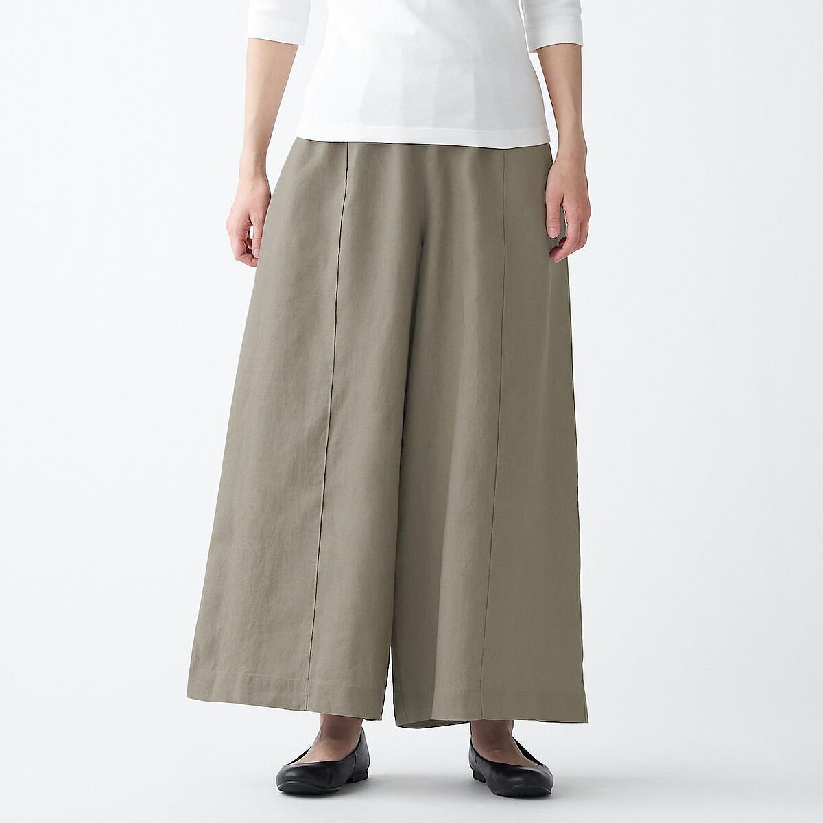 法國亞麻寬擺褲，NT$1,590