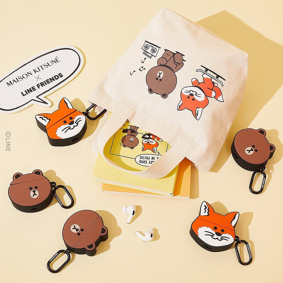 Maison Kitsun&eacute; X Line Friends聯名Airpods／Airpods Pro保護套，售價NT$1,000