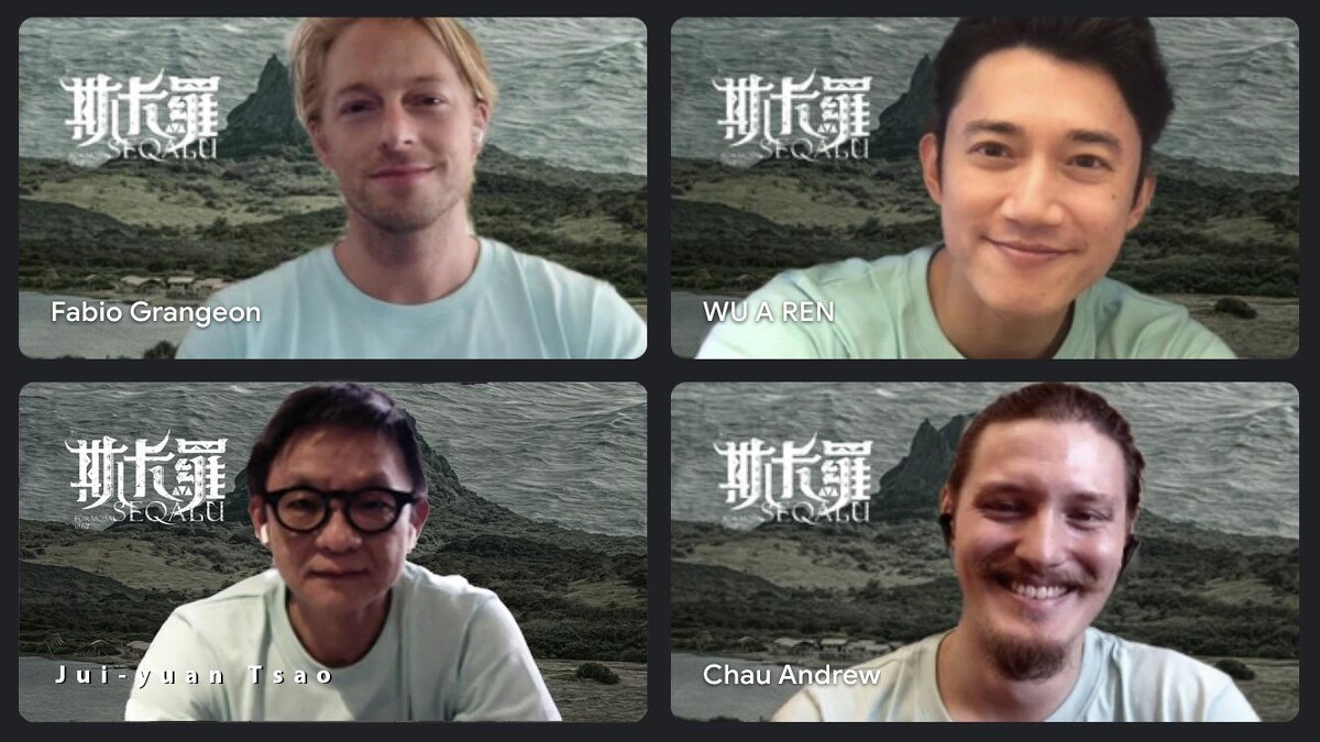 《斯卡羅》導演曹瑞原（左下）、演員吳慷仁（右上）、法比歐（左上）、周厚安7/17出席線上媒體聯訪