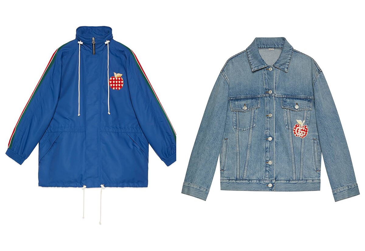 Gucci Les Pommes七夕情人節系列：運動外套NT75,000、丹寧外套NT66,500。 
