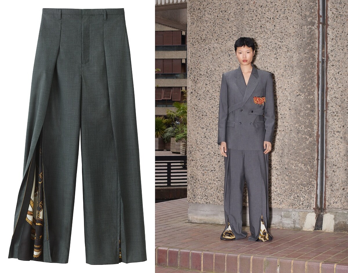 H&M X TOGA Archive絲巾拼接長褲，售價NT$2,999