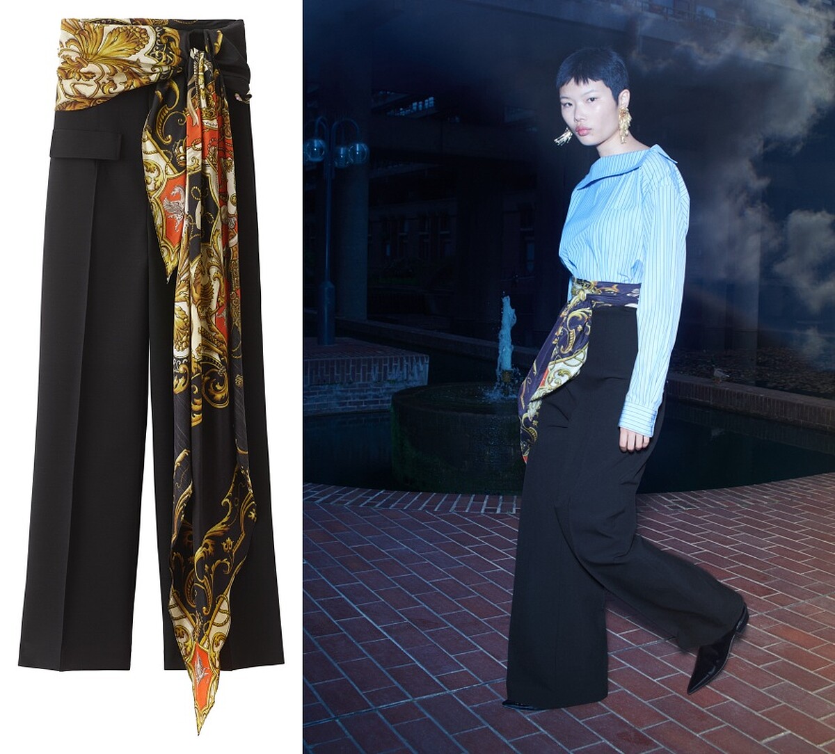 H&M X TOGA Archive絲巾造型長褲，售價NT$4,999