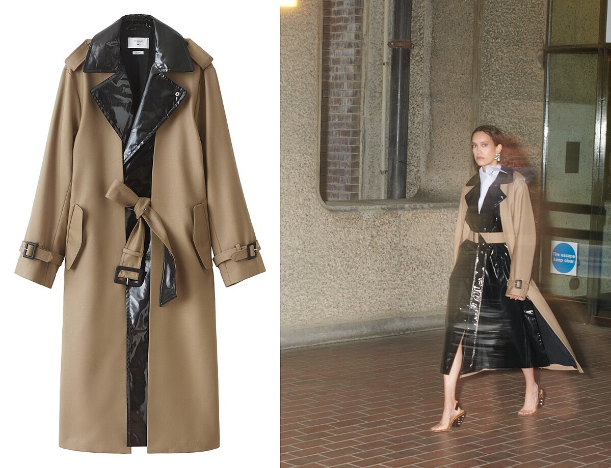 H&M X TOGA Archive異材質拼接風衣，售價NT$6,999