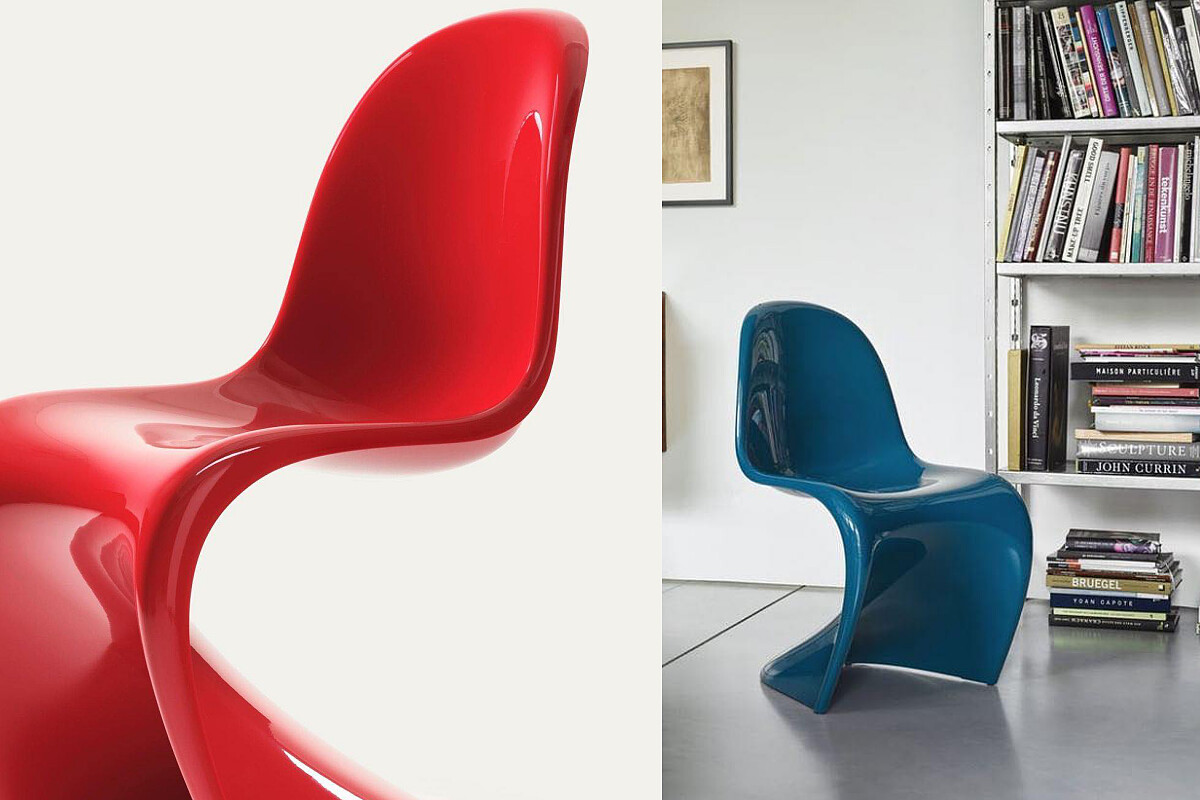 圖為 Panton Chair Classic 藏家版,定價NT 47,000 元,材質為硬質聚氨酯泡沫塑料(Rigid polyurethane foam)加上高光亮面烤漆。