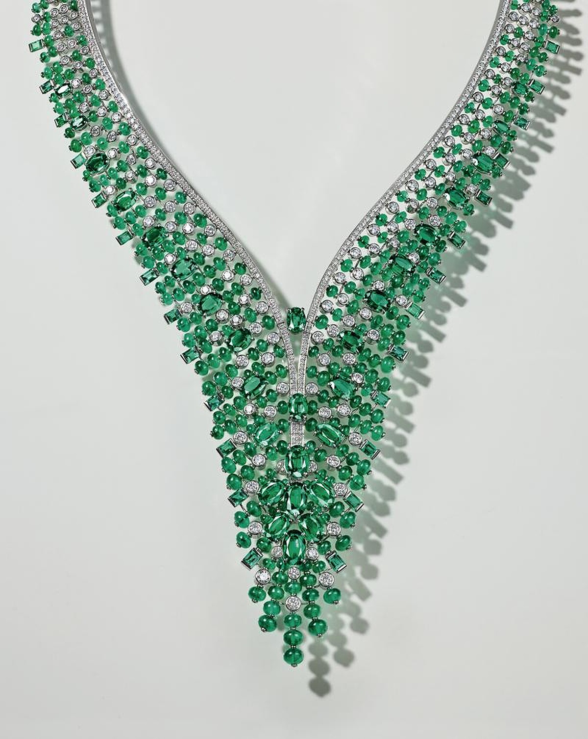 Alaxoa 祖母綠與鑽石串珠項鍊