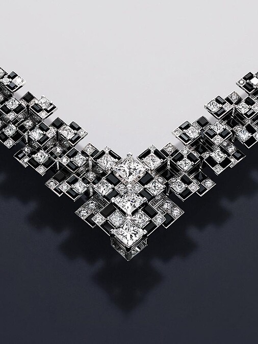 Meride 天然水晶、鑽石與縞瑪瑙項鍊