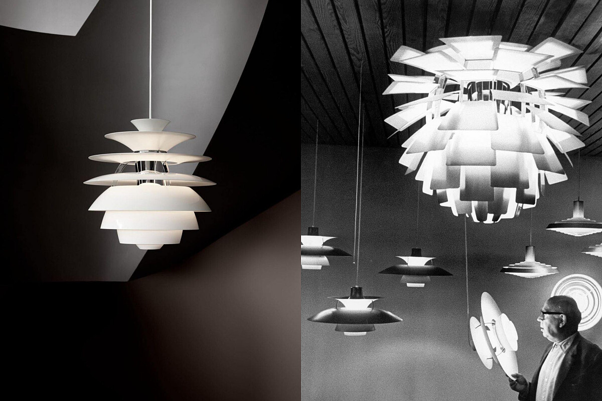 右為PH Snowball，左為設計師 Poul Henningsen。