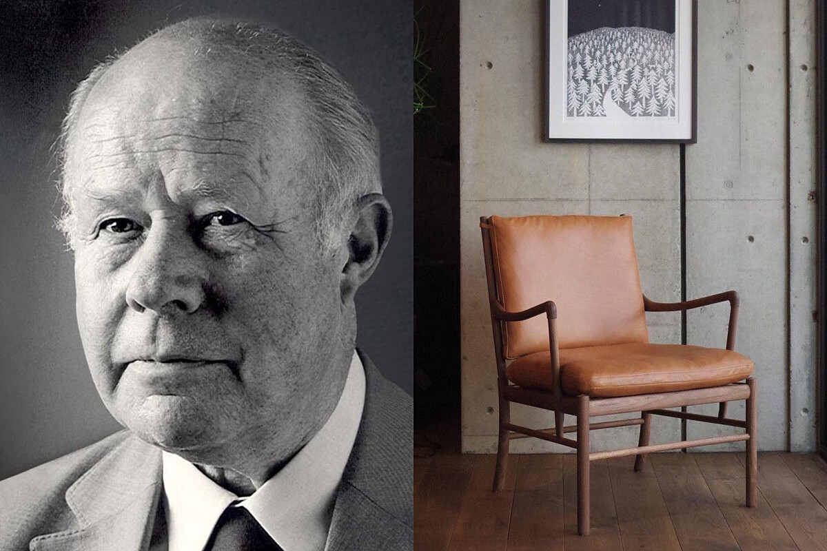 左為設計師 Ole Wanscher，右為知名的殖民椅。