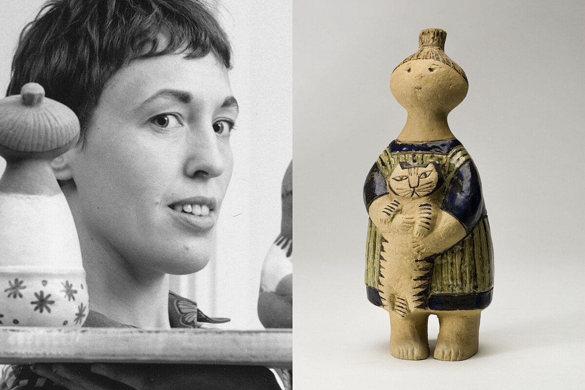 左為設計師 Lisa Larson，以滑稽可愛表情的陶偶深受收藏家喜愛。