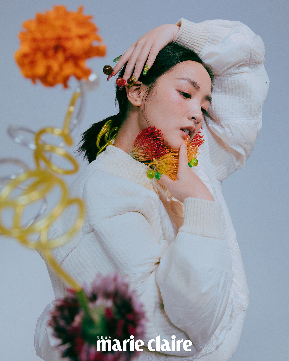 白色拼接毛衣，Louis Vuitton