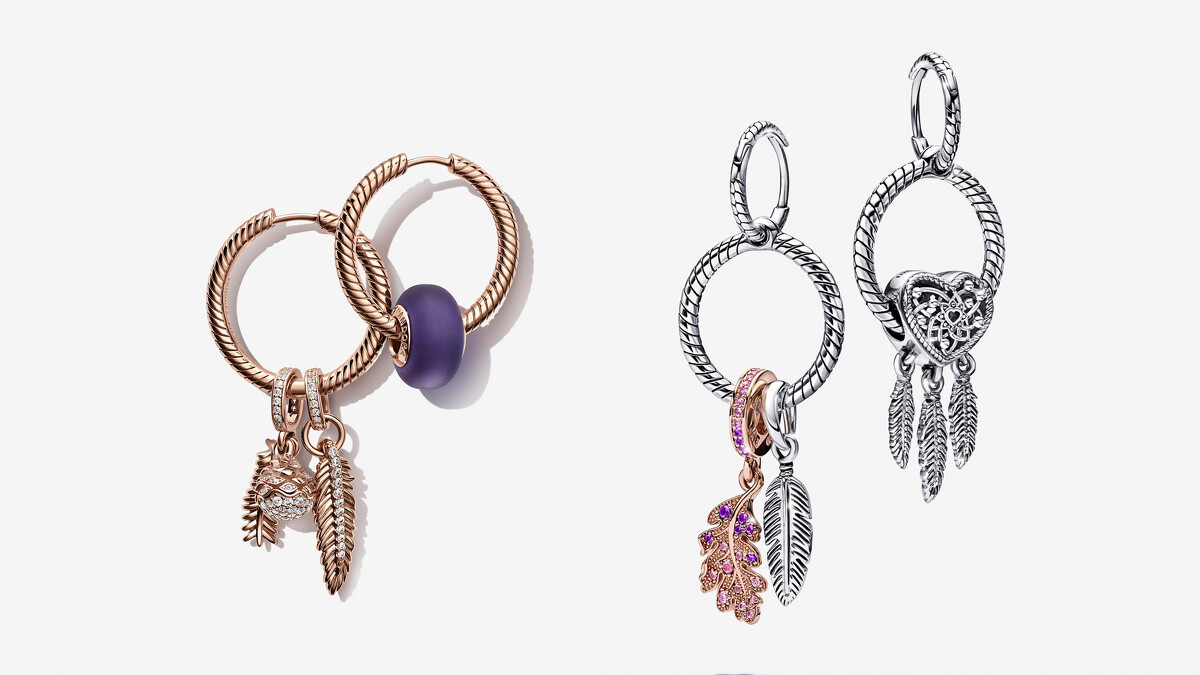 Pandora 蛇鏈圖騰鍍14k玫瑰金單圈耳環NT2,480 (不含串飾)、Pandora 蛇鏈圖騰鍍14k玫瑰金單圈耳環NT2,480 (不含串飾)