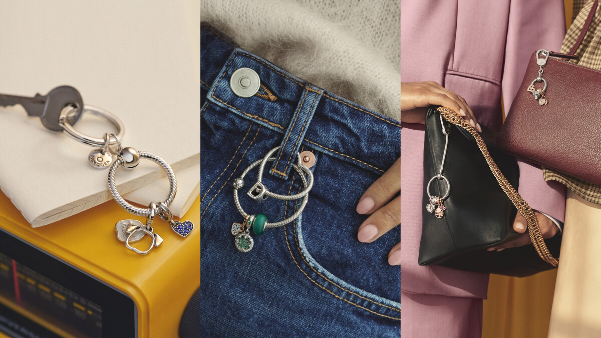 左：Pandora 925銀鑰匙釦環NT2,080(不含串飾)、中：Pandora心型925銀釦NT2,480(不含串飾)、右：Pandora 925銀包包釦環 (中) NT3,280(不含串飾)、Pandora 925銀包包釦環 (小) NT2,880(不含串飾)。