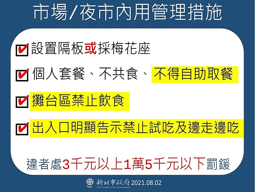 新北市餐廳開放內用措施