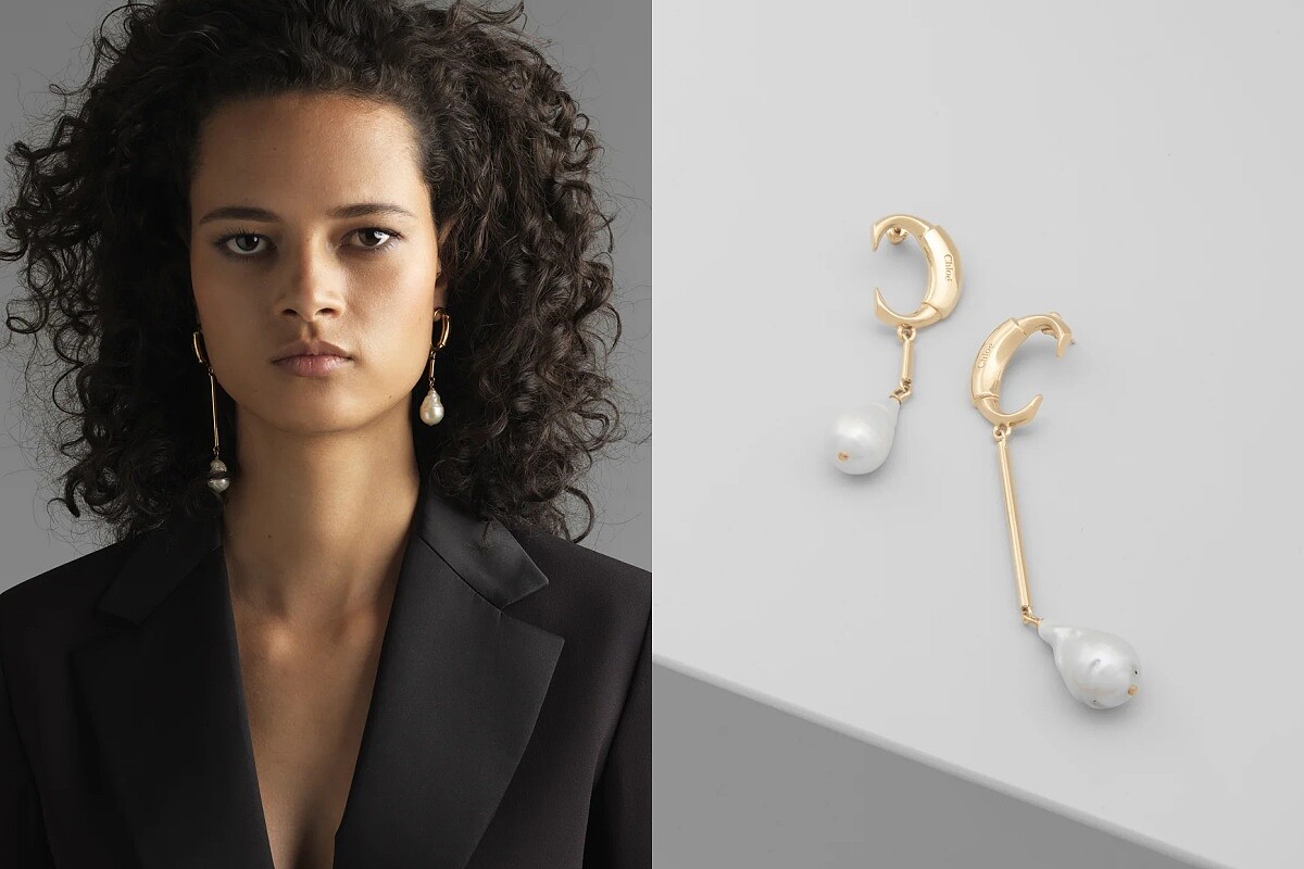 Chlo&eacute;巴洛克式珍珠耳環