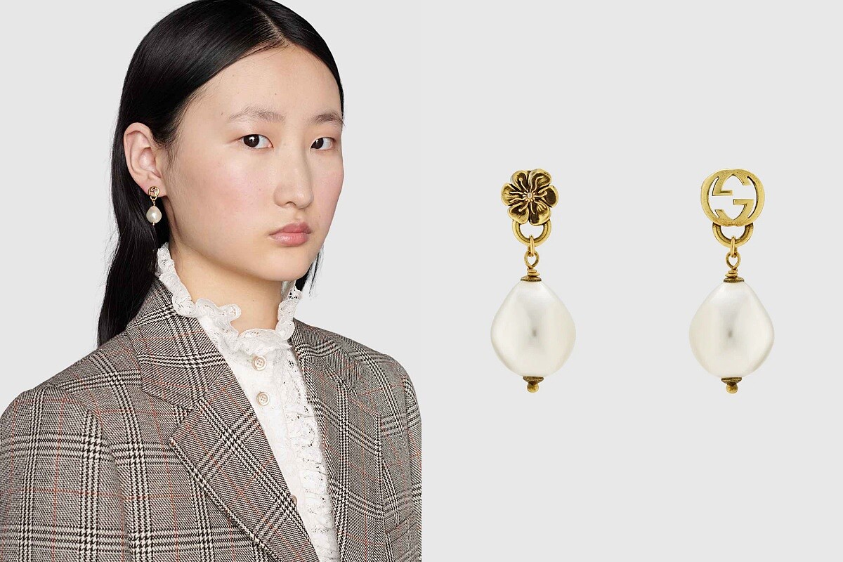 Gucci G Logo復古珍珠耳環